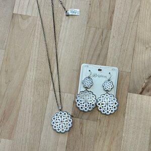 Brighton La Jolla Silver and White Necklace & Earring Set NWT